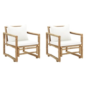 Wholesale Bamboo Garden Chair Natural Outdoor Indoor Patio Seating with <b>Cushion</b> Durable Comfortable Design Furniture OEM ODM - Product Image 5