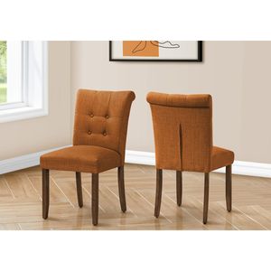 Set di 2 Sedie da Pranzo Moderne Altezza 38 Pollici in Tessuto Arancione con Gambe in Legno di Noce per Sala da Pranzo o Cucina - Product Image 1