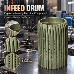 Industrial <b>Ribbed</b> Feed <b>Drum</b> for Cigarette Making Machine | Precision Grooved Metal Cylinder for Tobacco Machinery Equipment Part - Product Image 5
