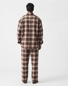Ensemble de pyjama en flanelle pour homme, tenue de nuit chaude, confortable et décontractée, 100% coton, coupe ample, deux pièces, vêtements de maison, pyjama à carreaux - Product Image 2