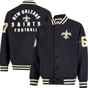 Chaqueta Bomber Bordada de los New York Giants, Color Azul Rey con Ribete en Contraste, Cuello Redondo Clásico para Adultos, 100% Transpirable - Product Image 4