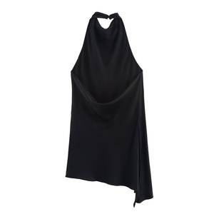 Top Halter Morado Informal de Moda para Mujer, Tejido Satinado Transpirable con Diseño de Espalda Descubierta - Product Image 3