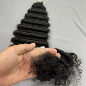 SPARK Extensions de cheveux Deep Wave en gros, paquets de cheveux Remy vierges péruviens 10A, extension de cheveux réels 100% - Product Image 1