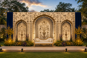 Mughal Jharokha Style Mirror Wedding Stage <b>Backdrop</b> <b>Frames</b> Elegant Mughal Jharokha Style Mirror Wedding Stage <b>Backdrop</b> <b>Frames</b> Uk - Product Image 4