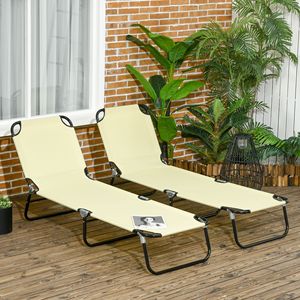 Set di 2 Sdraio Pieghevoli da Piscina con Schienale Reclinabile a 5 Livelli, Lettini Prendisole da Esterno con Telaio in Acciaio per Spiaggia e Giardino - Product Image 2