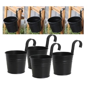 Pot de fleurs mural en métal rustique noir pour décoration de jardin - Product Image 3