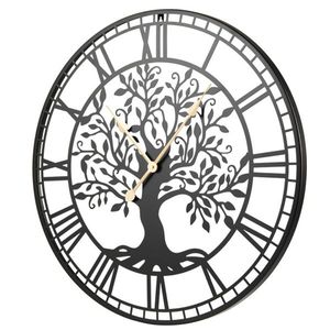 <b>Black</b> Tree of Life Decorative <b>Wall</b> <b>Clock</b> with 27 Non-Ticking Quartz Movement Easy-to-Read Features - Product Image 1