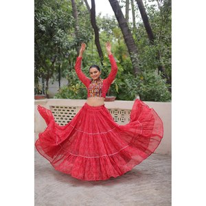 Lehenga choli ชุดทำงานลูกไม้ Gota patti สำหรับผู้หญิง - Product Image 5