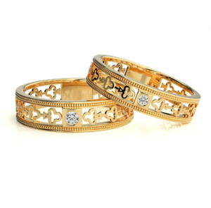 925 Sterling Silver Gold Plated Zircon Heart Eternity Band <b>Couple</b> <b>Rings</b> - Product Image 1