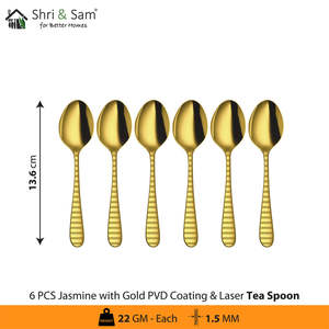 Jasmine Laser 7 <b>Cutlery</b> Stainless Steel Utensils with <b>Gold</b> PVD Coating - Product Image 2