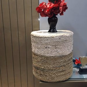 Customised Eco-friendly <b>Adjustable</b> Woven Water Hyacinth Ottoman <b>Stools</b> Handmade Customizable Side Tables for Rustic Home Interio - Product Image 1
