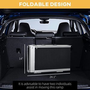 Rampa Portatile per Sedia a Rotelle in Alluminio Nero da 4 Piedi con Superficie Antiscivolo per Porte, Gradini e Scale - Product Image 6