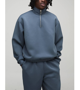 Conjunto Deportivo de Fútbol para Hombre con Logotipo Personalizado, Chaqueta con Media Cremallera, Bordado 3D Personalizado, Forro Polar de Poliéster Grueso para Invierno, 2 Piezas - Product Image 2