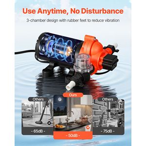Pompa Elettrica a Diaframma per Trasferimento Acqua, 110V AC, 4 GPM, 3 Camere, Pressione Massima 45 PSI, Pompa Automatica a Pressione - Product Image 6