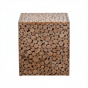 Table basse carrée de luxe en bois massif extensible avec tabouret bas, design moderne, mobilier de salon pour B&B et influenceurs - Product Image 6