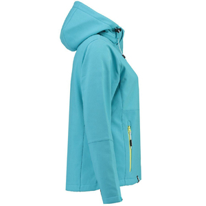 Fabricante de chaquetas softshell para mujer de marca privada, ropa deportiva para correr, chaqueta softshell para aventuras al aire libre, suministro al por mayor con capucha. - Product Image 2