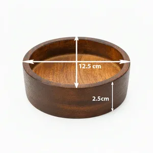 ภาชนะใส่เทียนไม้ทรงกลม เส้นผ่านศูนย์กลาง 12.5 ซม. สูง 2.5 ซม. เหมาะสำหรับเทเทียนหอม ชุด 4 ชิ้น - Product Image 1