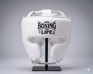 No Boxing No Life - Protector de Cabeza de Boxeo de Cuero Borgoña, Casco Deportivo Protector, Unisex, Estilo Universal para Adultos - Product Image 3