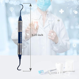 เครื่องมือขูดหินปูนฟันด้านหน้าและด้านหลัง รุ่น H6/H7 ทำจากสแตนเลสสตีล ด้ามจับกลวง  ไทเทเนียมสีน้ำเงิน - Product Image 3