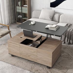 Tavolino da Caffè Moderno Multifunzionale con Piano Sollevabile, Cassetti e Ripiani, Arredamento Pratico ed Elegante - Product Image 4
