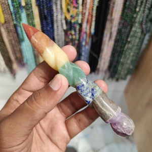 Wholesale 7 Chakra Hand Carved Gemstone Spiral Healing <b>Wand</b> for Reiki Meditation Spiritual Growth & Angelic Guidance - Product Image 3
