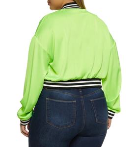 แจ็คเก็ตวาร์ซิตี้ผ้าซาตินทรงครอปสำหรับผู้หญิง ดีไซน์ทันสมัย ระบายอากาศได้ดี ลายตัวอักษร  รุ่นใหม่ล่าสุด ซับในไนลอน  งานถัก - Product Image 2