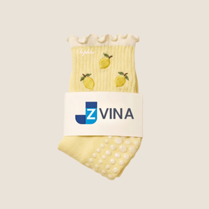 Custom Logo Yellow <b>Grip</b> <b>Socks</b> Non Slip Pilates Yoga Barre <b>Socks</b> Cute Ruffle Cotton Crew <b>Socks</b> for Women OEM ODM Factory - Product Image 1