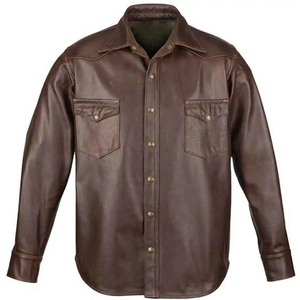 Camisa de Cuero para Hombre Hecha en Pakistán, la Más Vendida, de Piel de Oveja, Transpirable, en Stock - Product Image 1