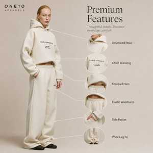 ชุดฮู้ดดี้โอเวอร์ไซส์สำหรับผู้หญิง ONETEN APPARELS รุ่นฤดูหนาว สีลาเวนเดอร์ ผ้าฟลีซ ระบายอากาศได้ดี ชุดลำลองสปอร์ตแวร์ 3 ชิ้น กางเกงขาสั้นทรงสกินนี่ - Product Image 5