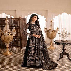 Ramsha ชุดแต่งงานผ้าชีฟอง3ชิ้นสำหรับผู้หญิงคอลเลคชั่นดีไซน์เนอร์ปากีสถานพร้อมผ้าตาข่ายสินค้า3ปากีสถาน - Product Image 4