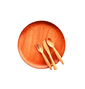 Assiette de service ronde en bois, design minimaliste uni, plat à servir pour les collations, les desserts ou comme objet décoratif - Product Image 3