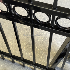 Clôture de jardin en acier Clôture métallique moderne en acier zingué Panneaux de clôture en acier à dessus plat en <span class=keywords><strong>fer</strong></span> <span class=keywords><strong>forgé</strong></span> de sécurité galvanisés en noir 6x8 - Product Image 4