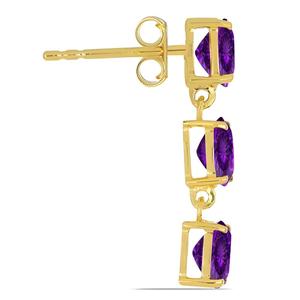 Pendientes de Oro Puro de 14k para Mujer, Diseño 2026, con Larga Caída y Triple Corte Ovalado de Amatista, para Bodas y Fiestas - Product Image 2