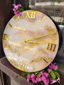 <b>Modern</b> Minimalist Analog <b>Wall</b> <b>Clock</b> Top Selling Handmade Epoxy Resin & Wood Design Hanging for Home Office Living Room Decor - Product Image 6