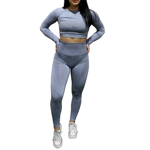 Conjuntos de Yoga de Marca Blanca, Conjuntos Deportivos Lisos con Tejido Acanalado, Ropa de Gimnasio al por Mayor, Ropa Deportiva Personalizada, Conjuntos de Yoga con Diseño Personalizado de Fábrica - Product Image 6