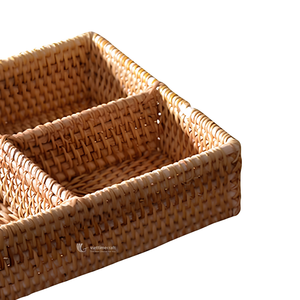 Rattan Divided Tray 3-Section <b>Storage</b> Organizer Durable Eco-friendly <b>Table</b> Top Large Capacity Bathroom & Vanity Tray - Product Image 2