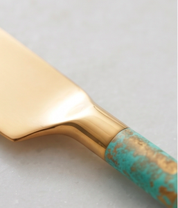 Ensemble de couverts Glam Gold avec poignées turquoise, passe au lave-vaisselle, idéal pour les mariages et la restauration. - Product Image 2