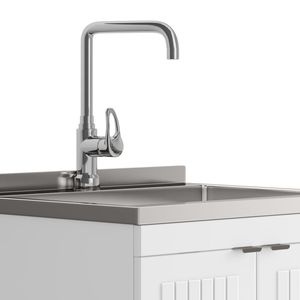 Mobile Lavanderia Murphy Bianco da 24 Pollici con Rubinetto e Lavello in Acciaio Inossidabile - Product Image 5