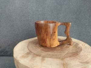 แก้วคุกซาไม้วอลนัทแกะสลักทำมือ แก้วกาแฟไม้ ของขวัญแคมป์ปิ้งส่วนตัว - Product Image 5