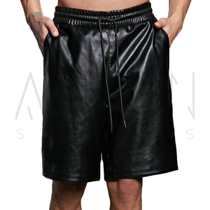 Buen Proveedor, Diseño Más Reciente, Duraderos, Corte Holgado, Largura Hasta la Rodilla, Calidad Premium, Color Negro, Pantalones Cortos de Cuero para Hombre con Bolsillos - Product Image 3