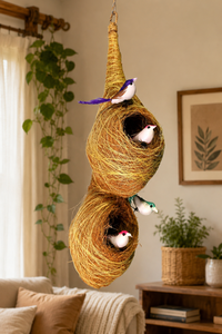 Nido de Pájaro de Fibra de Coco de Múltiples Niveles Hecho a Mano, Adorno Colgante Ecológico de Fibra Natural, Diseño Art Deco, Origen Orissa, Decoración para el Hogar - Product Image 2