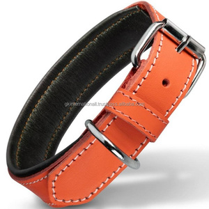 Collar de perro de cuero resistente con anillo en D con hebilla de rodillo de níquel de acero inoxidable en muchos colores y tamaños personalizados Pedido a granel al por mayor - Product Image 1