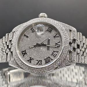 Best Selling VVS Moissanite ETA Mechanical 40MM Stainless Steel Glass Dial Analog Unisex <b>Watch</b> Fully Iced Luxury Charm India - Product Image 1