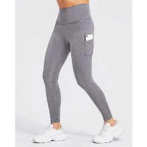 Pantalon de yoga sans couture extensible dans quatre directions en matière durable pour femme, coupe ajustée, longueur intégrale, avec poche pour téléphone et effet ventre plat - Product Image 2