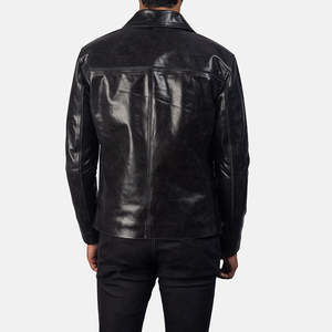 Veste en cuir noire pour homme sur mesure avec col en fourrure, manteau d'aviateur en cuir véritable pour l'hiver, vente en gros de haute qualité - Product Image 6