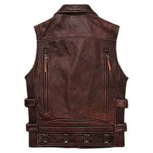 New Arrival Solid Color Casual <b>Men</b> Leather <b>Vest</b> Winter Canvas Breathable Windproof Streetwear Comfortable Wholesale Customized - Product Image 3