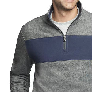 Best Selling Dark Grey Color Men's Wear Hoodies 100%Cotton <b>Fabric</b> Long Sleeve Ribbed Cuff Design Half Zipper Pullover Sweatshirt - Product Image 4