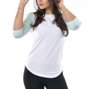 Nueva Camiseta Deportiva de Punto para Mujer, 100% Algodón, Diseño de Mangas Raglán, Corte Largo y Ajustado, Tejido Transpirable y Elástico - Product Image 1