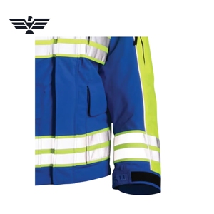 Veste de travail haute visibilité en polyester pour homme, bleu lime, réfléchissante, imperméable, coupe-vent, impression sérigraphique, uniforme ANSI - Product Image 5