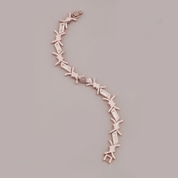 Bracelet chaîne croix plaqué or rose avec strass en cristal, bijoux tendance pour soirée, bracelet à maillons unisexe, mode